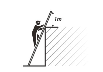 直梯,支撐點在屋頂、屋平面,最大觸碰高度說明圖